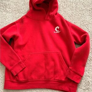 Red Kids Hoodie Sweatshirt with White Logo-youth large